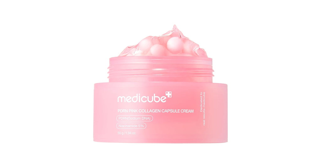 Medicube Salmon DNA PDRN Crema de cápsula de colágeno rosa, hidratante facial