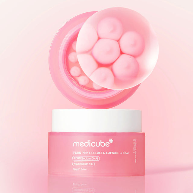 Medicube Salmon DNA PDRN Crema de cápsula de colágeno rosa, hidratante facial